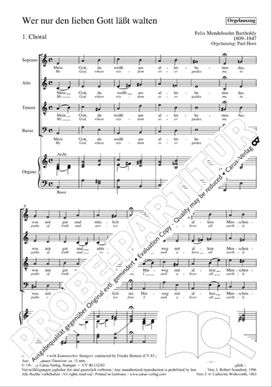 All those who seek God's sov'reign guidance (Wer nur den lieben Gott lasst walten) 4-Part scores gallery preview page 3