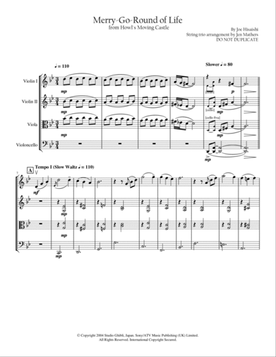 Merry-go-round Of Life String Trio scores gallery preview page 2