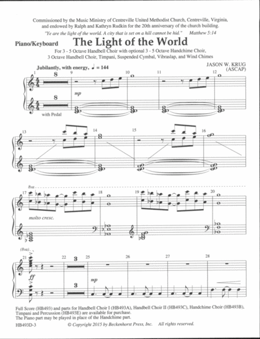 The Light of the World - piano part Handbell Choir scores gallery preview page 2