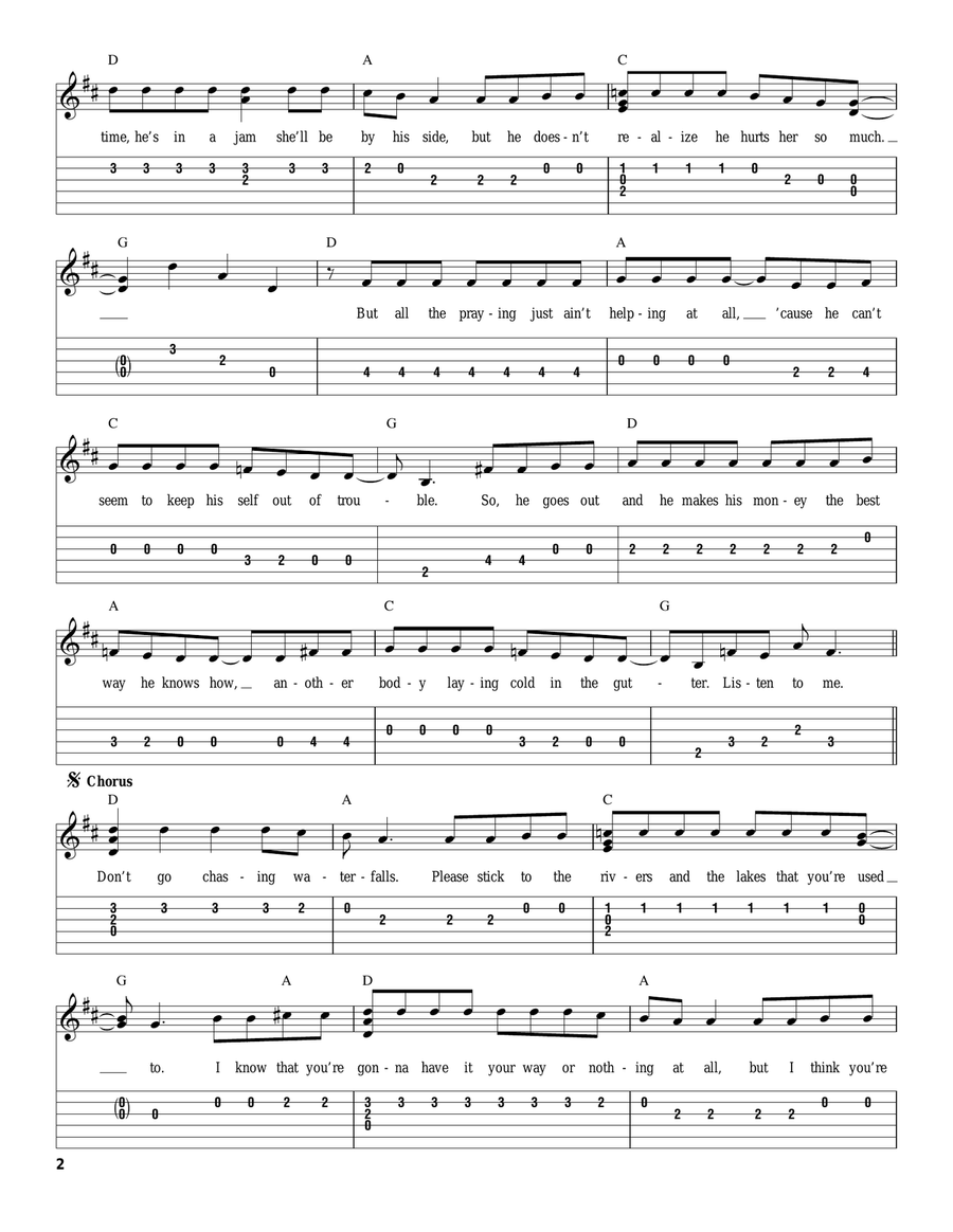 Waterfalls Waterfalls Acoustic Guitar scores gallery preview page 2
