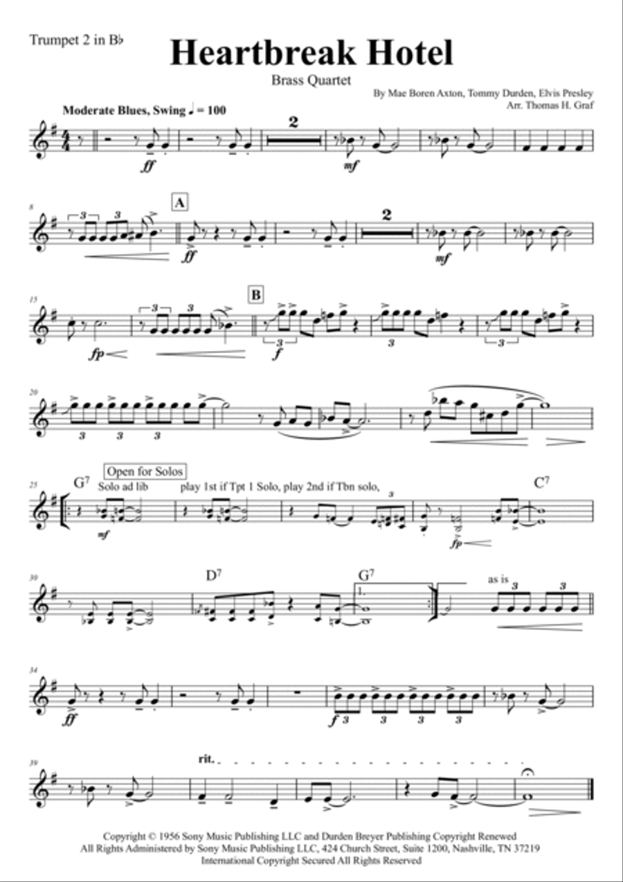 Heartbreak Hotel Brass Quartet scores gallery preview page 5