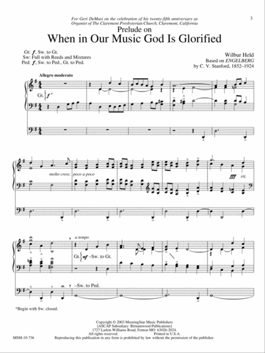 Prelude When in Our Music God Is Glorified Organ scores gallery preview page 2