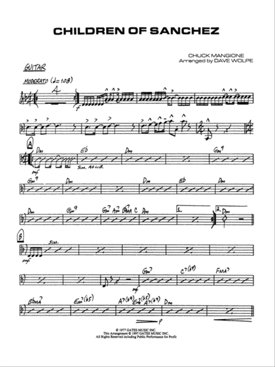 Children of Sanchez: Guitar Jazz Ensemble scores gallery preview page 1