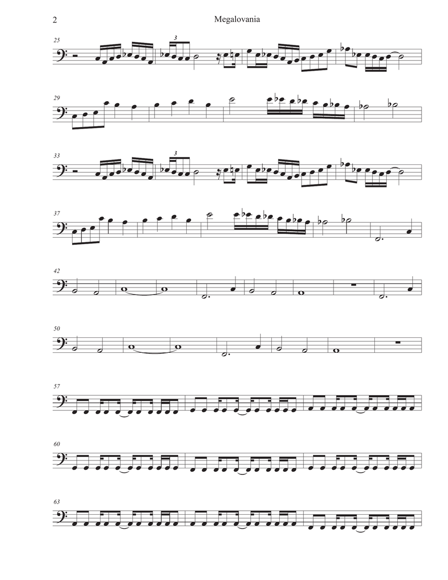 MEGALOVANIA (from Undertale) Cello Solo scores gallery preview page 2