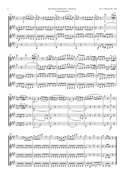Eine kleine Nachtmusik by Mozart for Clarinet Quartet image number null