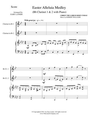 EASTER ALLELUIA MEDLEY (Trio – Bb Clarinet 1 & 2 with Piano) Score and Parts