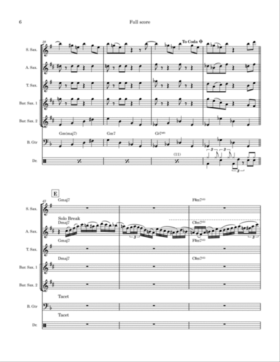 A Night In Tunisia Saxophone Quartet scores gallery preview page 6
