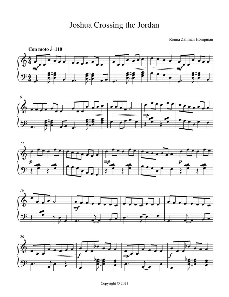 Joshua Crossing the Jordan Piano Solo scores gallery preview page 1