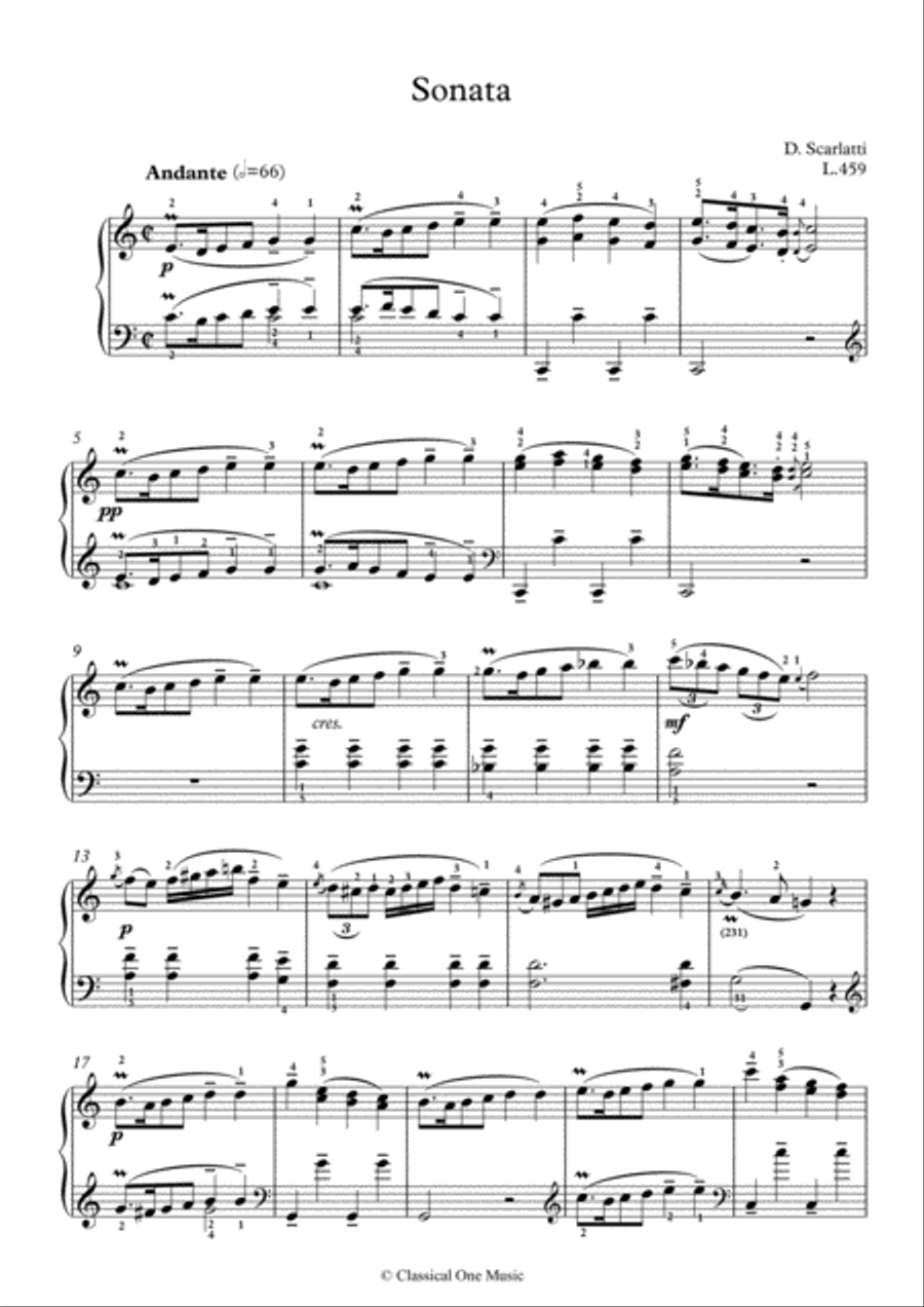 Scarlatti-Sonata in C-Major L.459 K.270(piano) Piano Solo scores gallery preview page 2