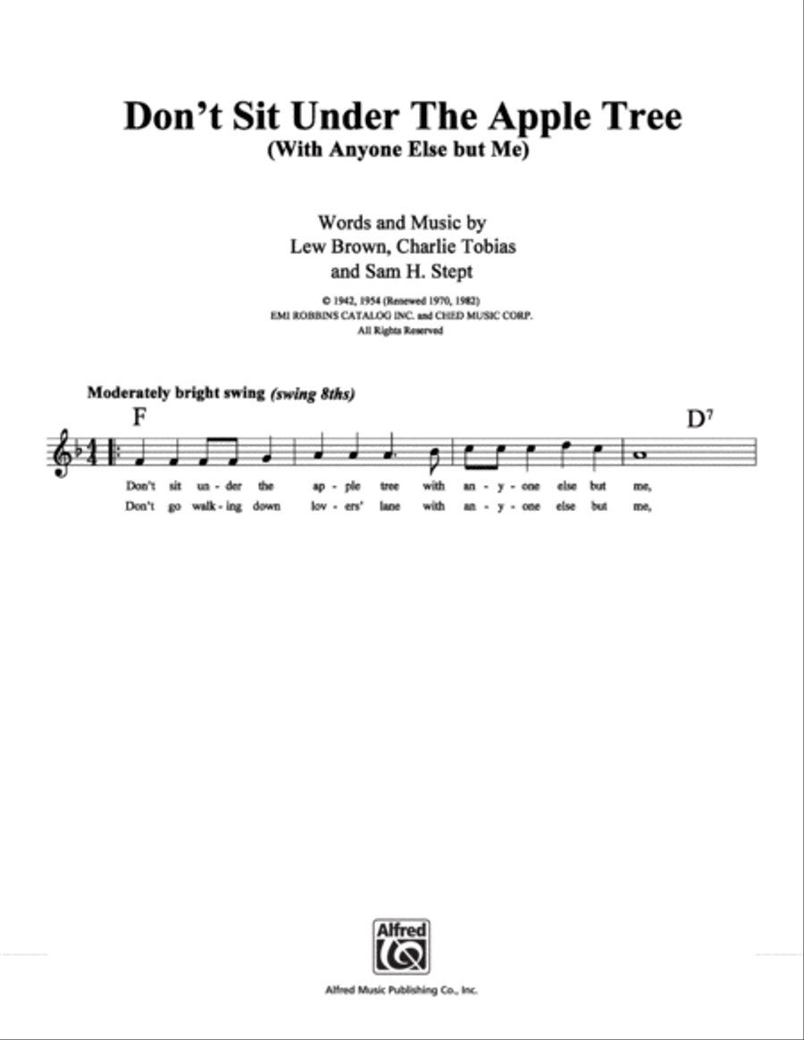 Don't Sit Under The Apple Tree (With Anyone Else But Me) School and Community scores gallery preview page 1