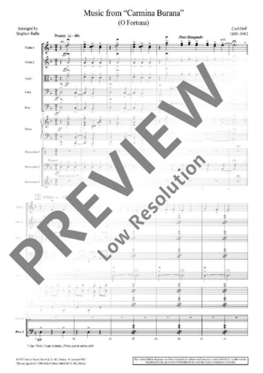 Music from Carmina Burana (O Fortuna) String Orchestra scores gallery preview page 2