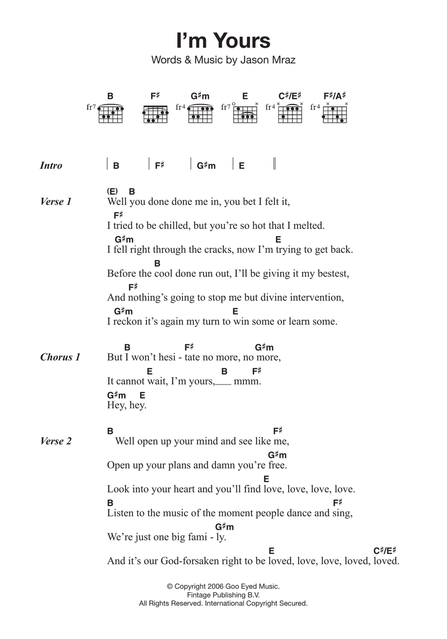 I'm Yours Acoustic Guitar scores gallery preview page 1