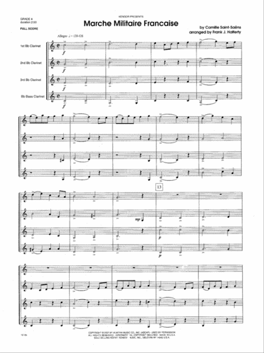 Marche Militaire Francaise Clarinet Quartet scores gallery preview page 2
