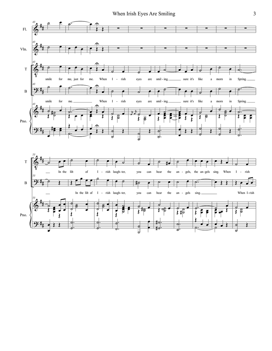 When Irish Eyes Are Smiling (Duet for Tenor and Bass Solo) Bass Voice scores gallery preview page 3