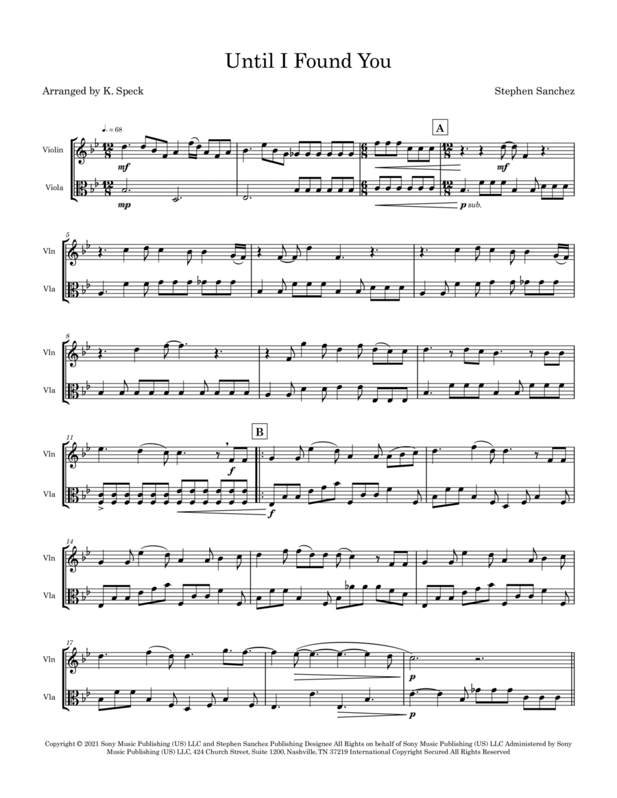 Until I Found You String Duet scores gallery preview page 1