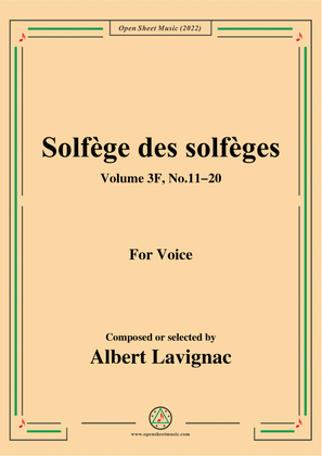 Lavignac-Solfege des solfeges,Volum 3F No.11-20,for Voice