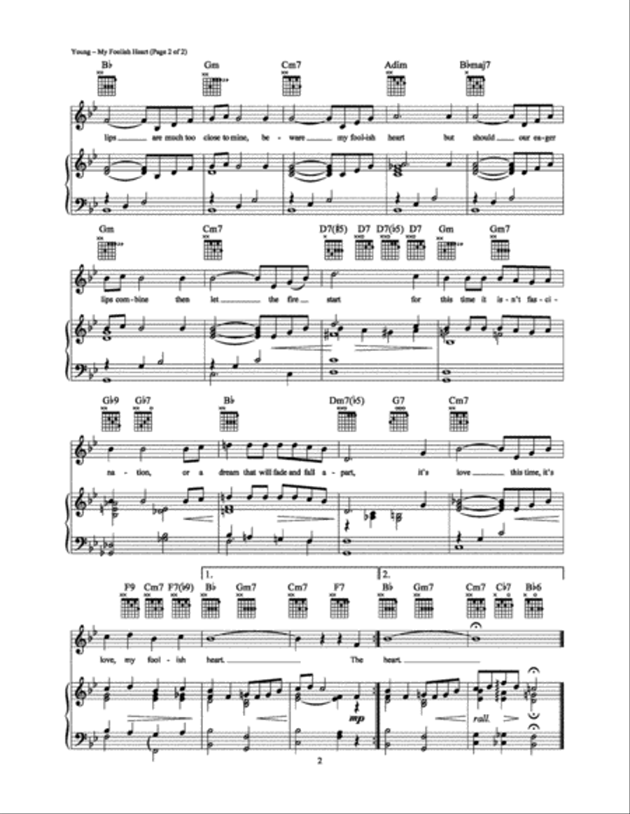 My Foolish Heart My Foolish Heart Piano, Vocal, Guitar scores gallery preview page 2