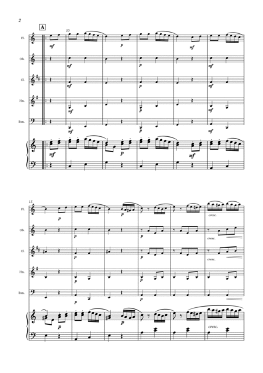 Turkish March - Woodwind Quintet and Piano Woodwind Quintet scores gallery preview page 2