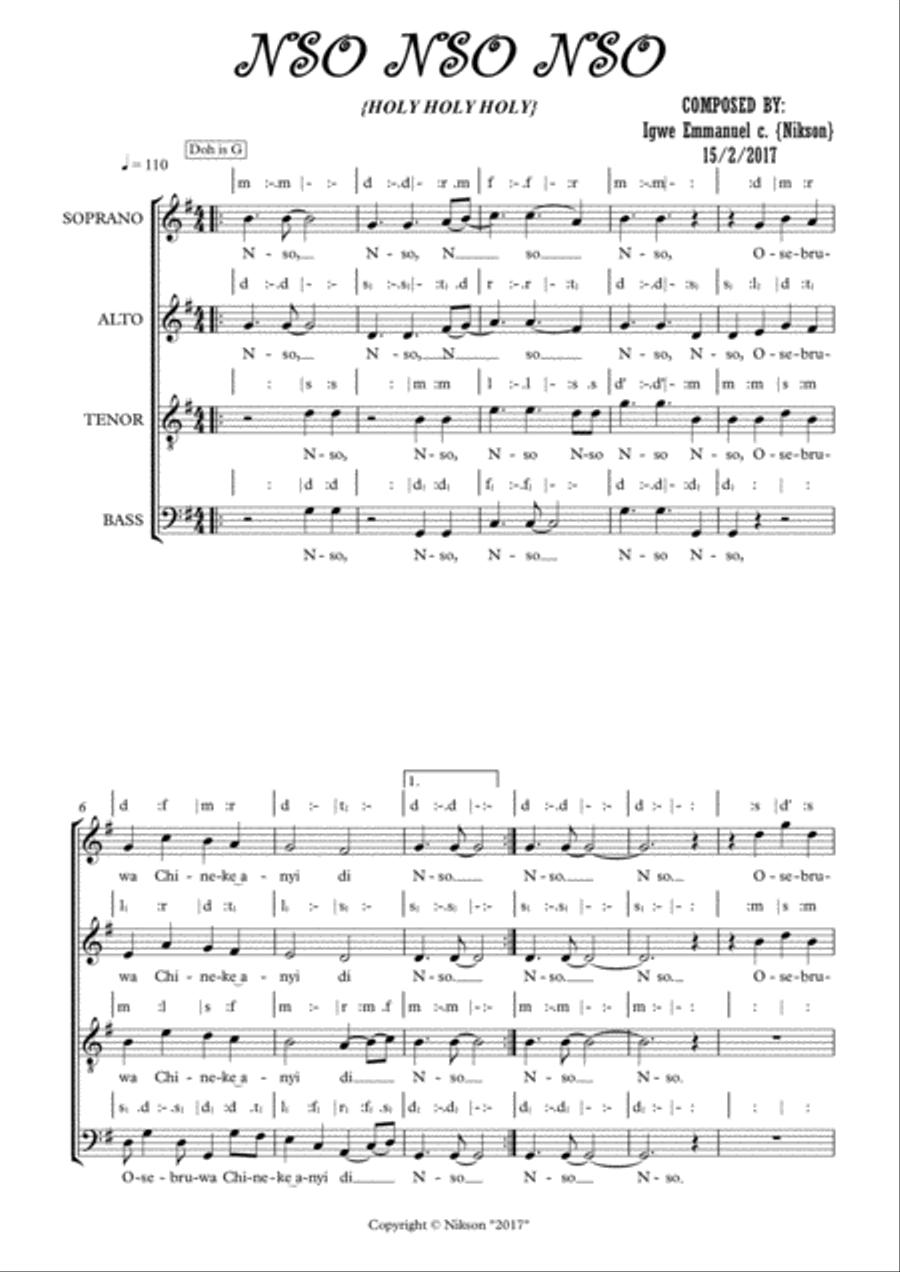 Holy Holy Holy 4-Part scores gallery preview page 1