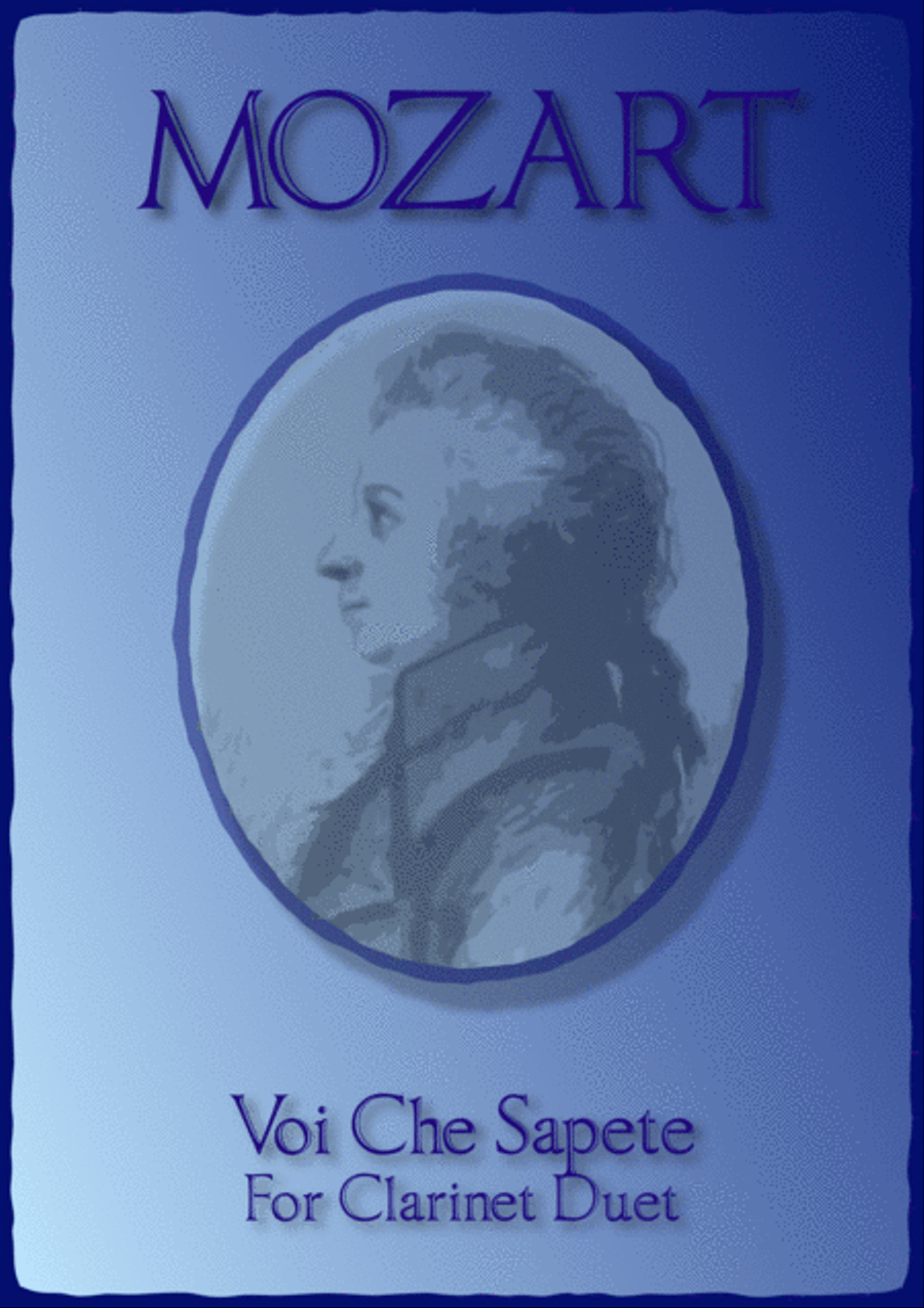 Voi Che Sapete, W A Mozart, for Clarinet Duet. Clarinet Duet scores gallery preview page 1