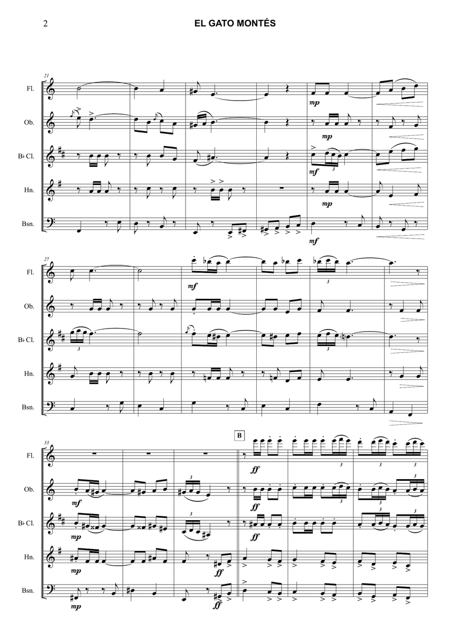 El Gato Montés Woodwind Quintet scores gallery preview page 2
