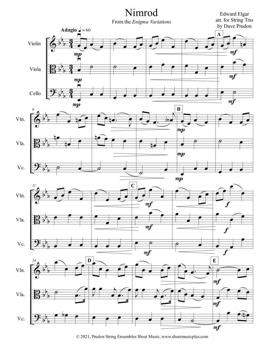Elgar's Nimrod for String Trio image number null