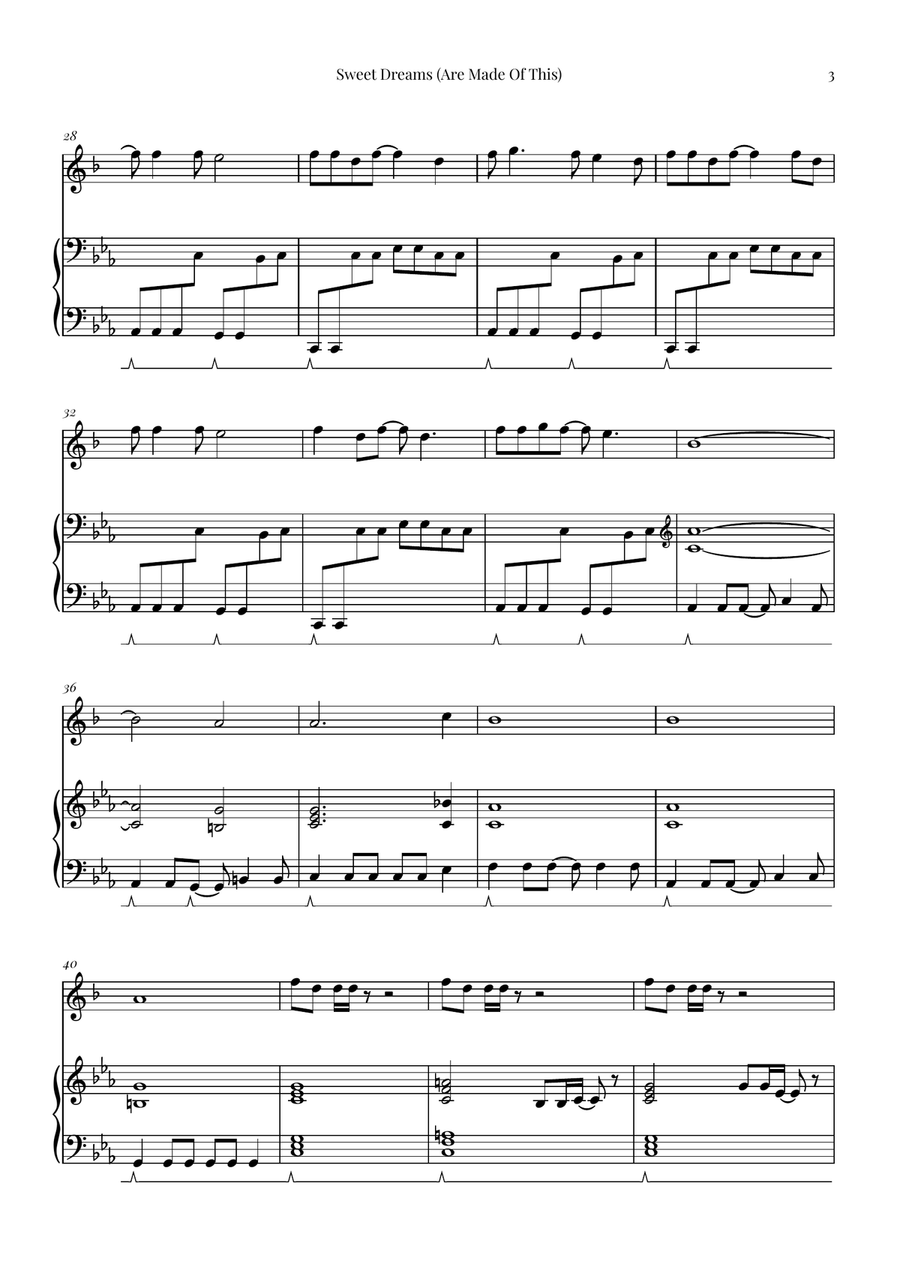 Sweet Dreams (Are Made Of This) B-Flat Clarinet scores gallery preview page 3