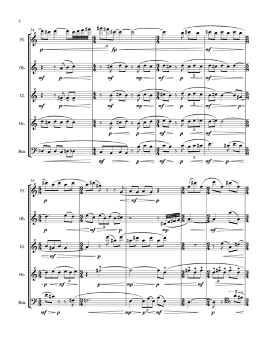 Slow Night Slow Night Woodwind Quintet scores gallery preview page 6