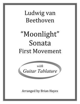 Book cover for Beethoven's "Moonlight" Sonata (for solo guitar) (with Tablature)
