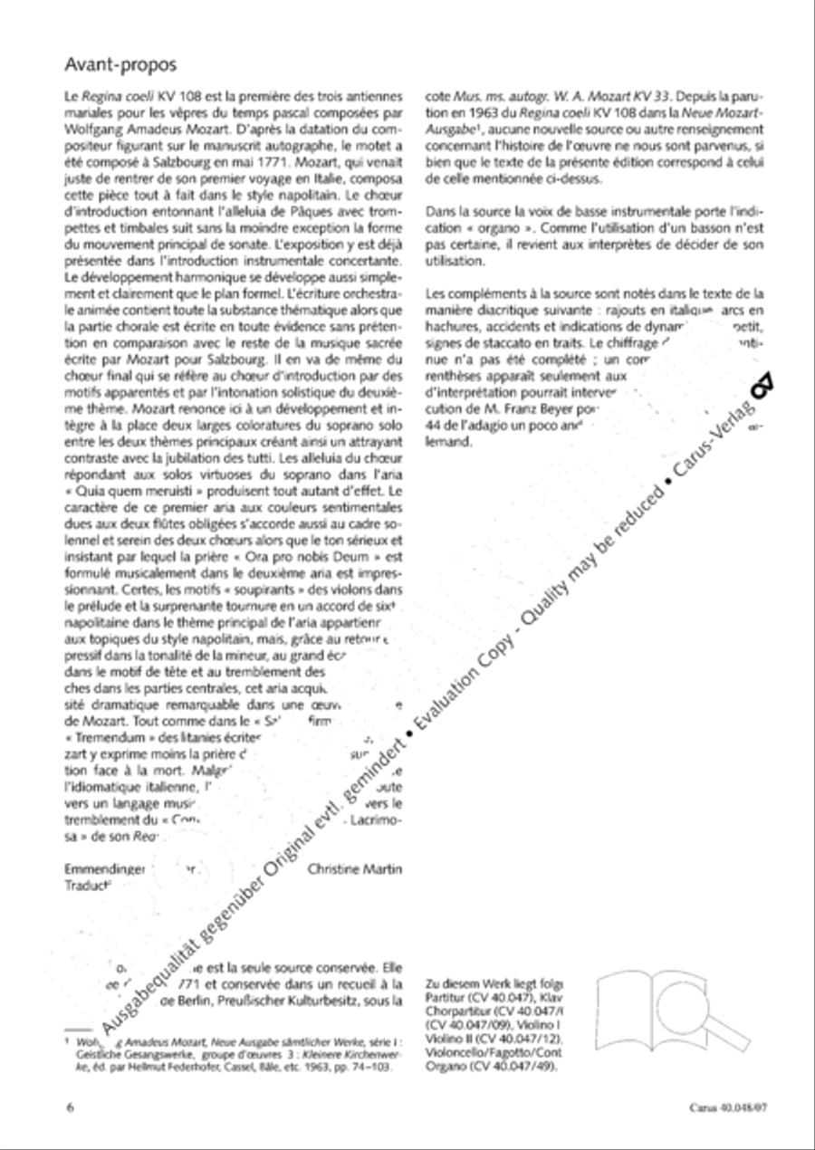 Regina coeli in B-Flat Major, K. 127 4-Part scores gallery preview page 7