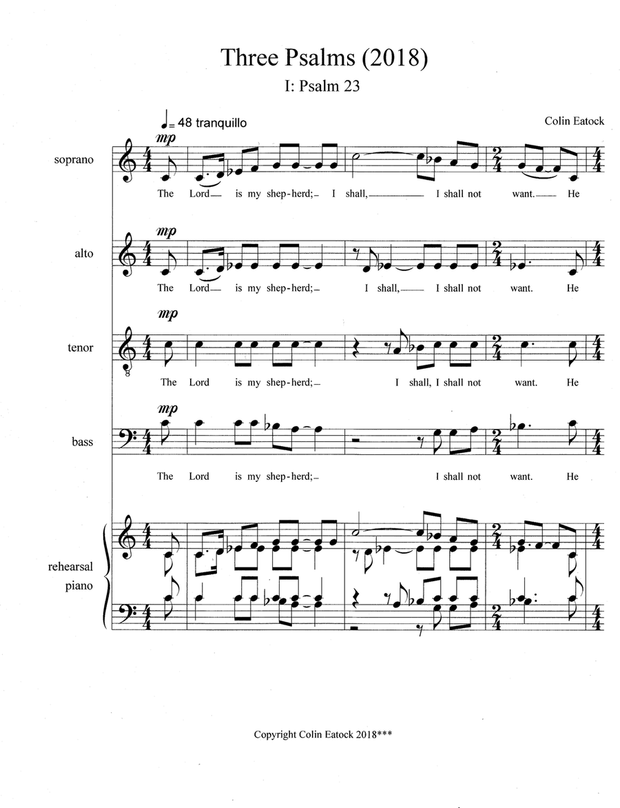 Three Psalms (2018) Three Psalms (2018) 4-Part scores gallery preview page 3