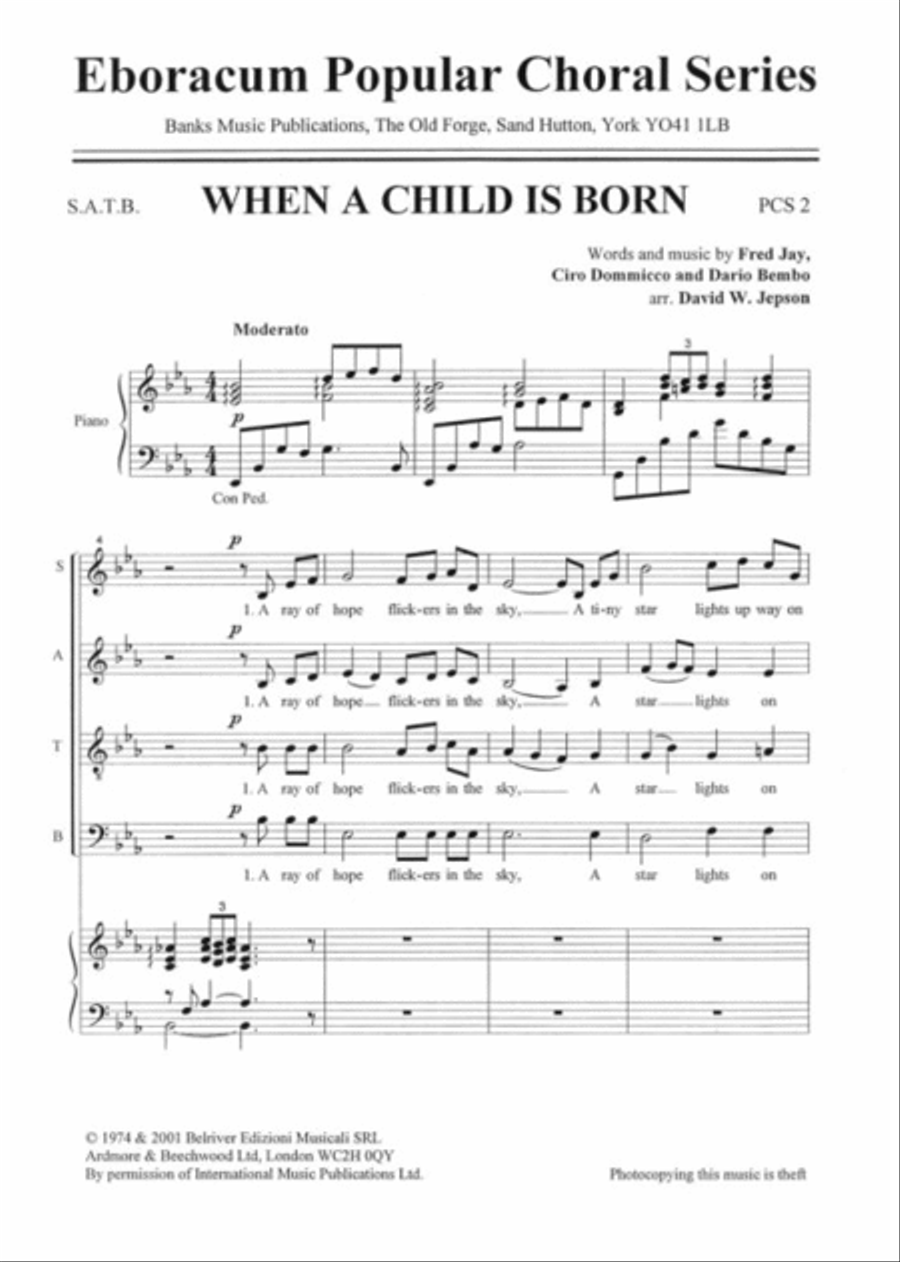 When A Child Is Born 4-Part scores gallery preview page 1
