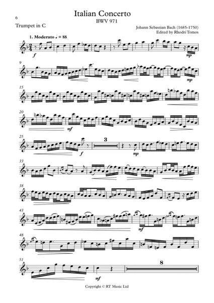 Bach BWV971 Italian Concerto - Movement 1 trumpet solo parts
