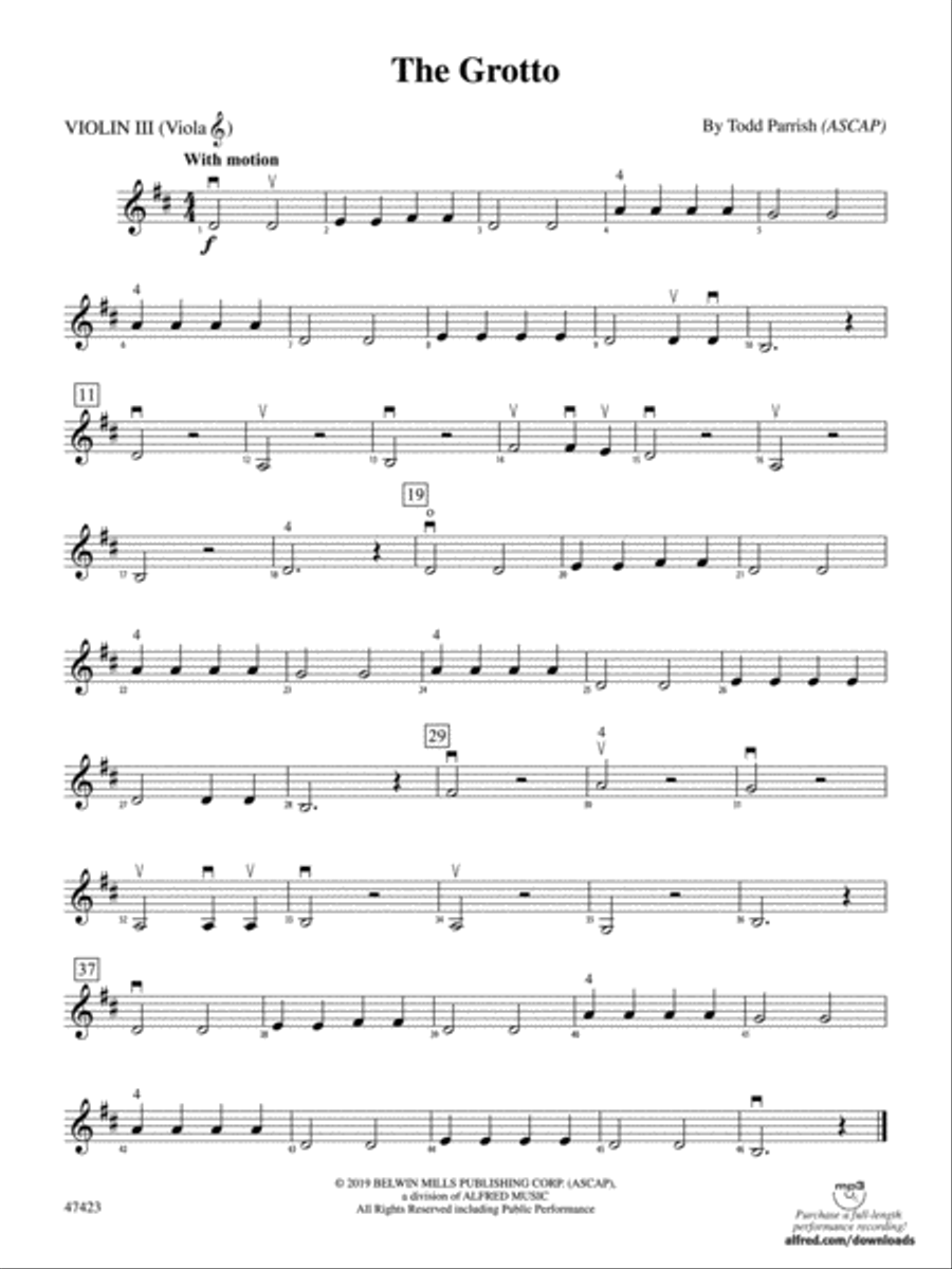 The Grotto: 3rd Violin (Viola [TC]) String Orchestra scores gallery preview page 1