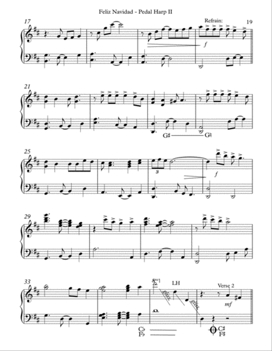Feliz Navidad Pedal Harp scores gallery preview page 3