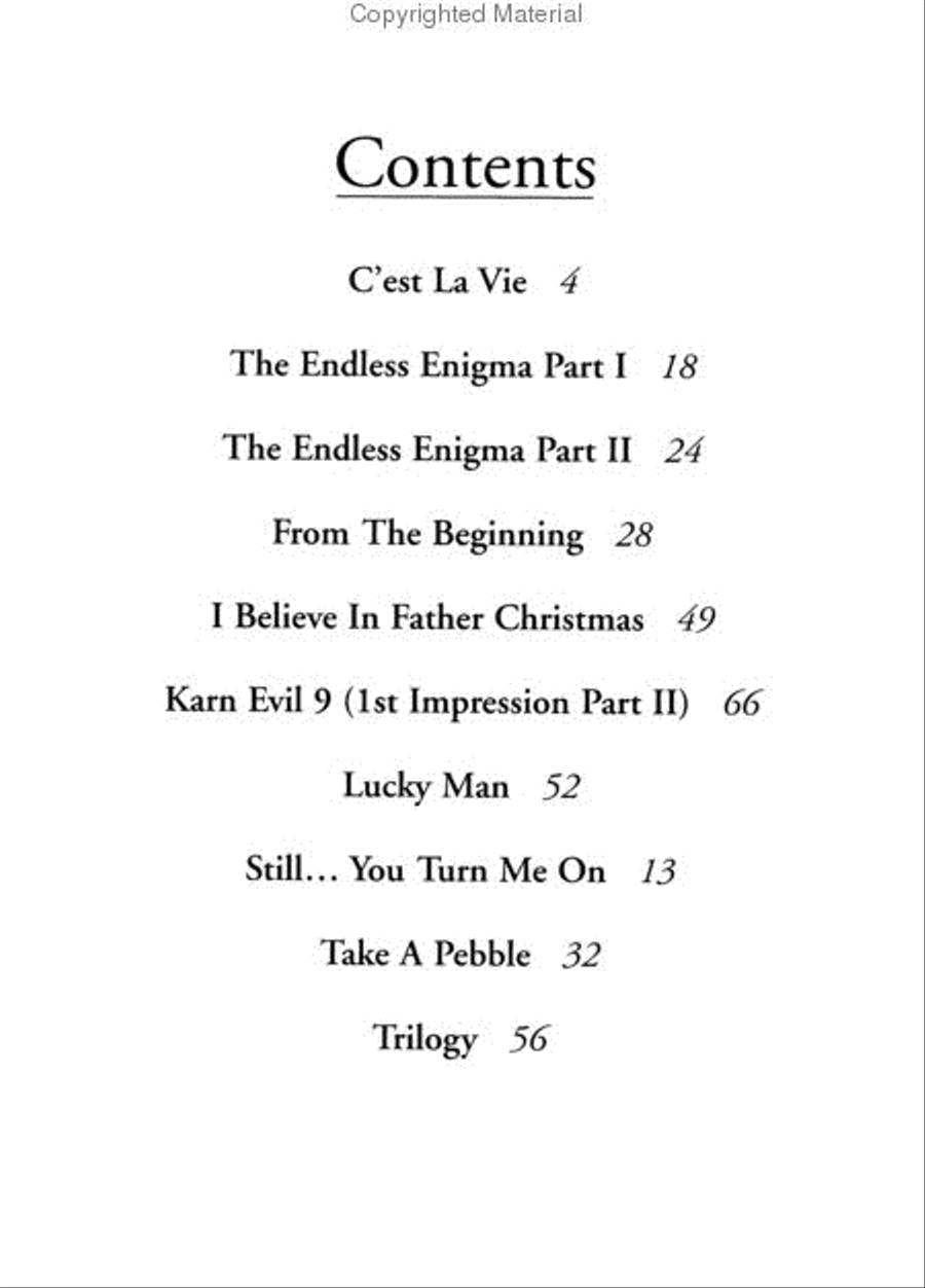 Emerson, Lake, & Palmer – Greatest Hits Piano, Vocal, Guitar scores gallery preview page 2