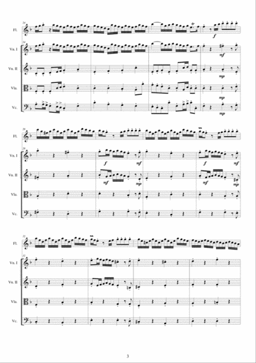 Albinoni - Concerto No.7 to 5 in D minor Op.5 for Flute and String Quartet Chamber Orchestra scores gallery preview page 3