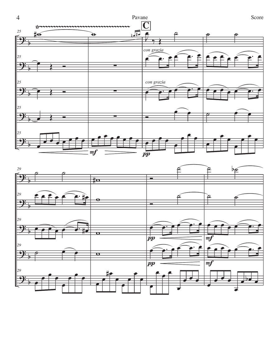 Pavane by Gabriel Fauré for Cello Quintet Small Ensemble scores gallery preview page 4