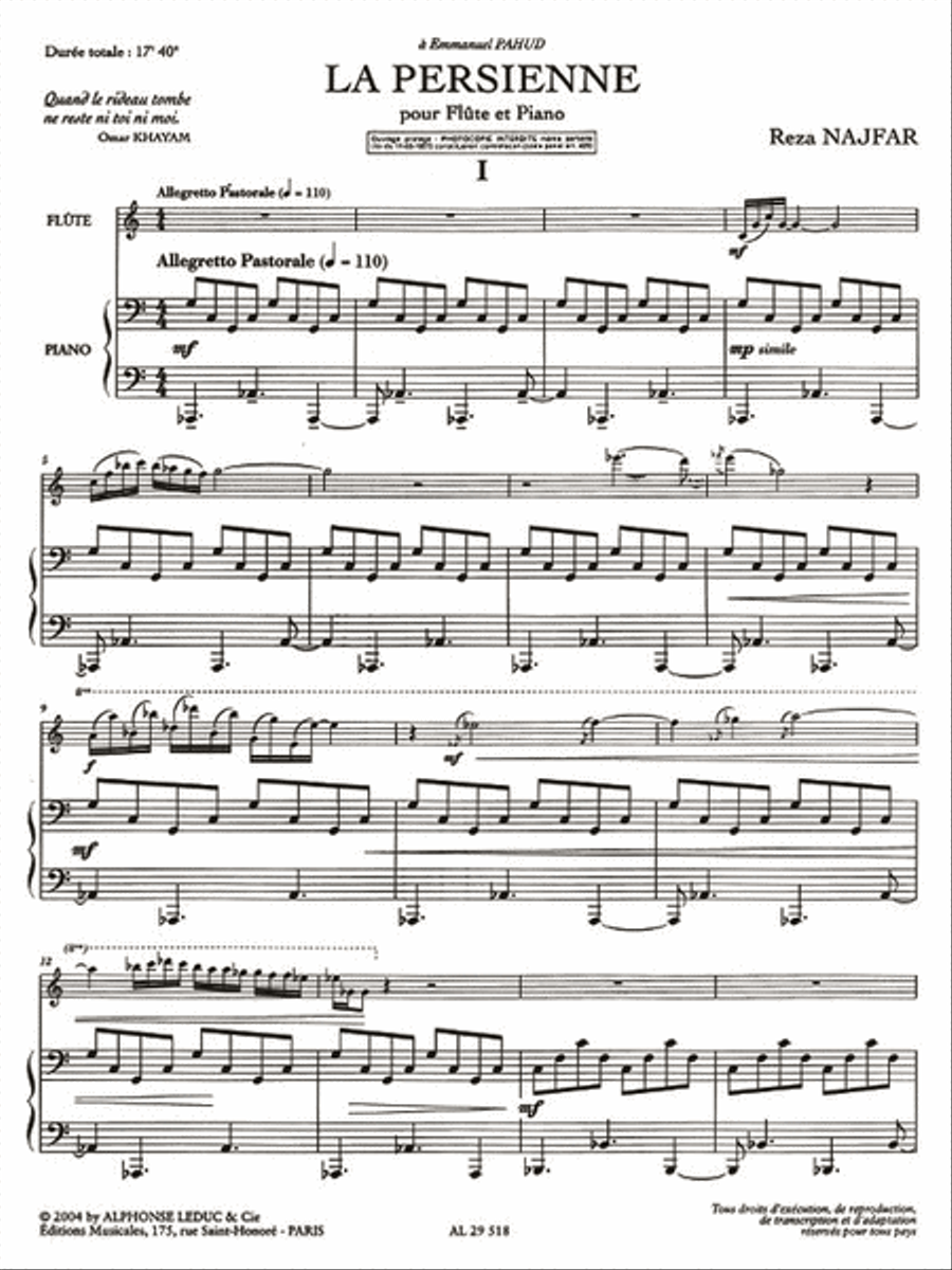 La Persienne Flute Solo scores gallery preview page 2