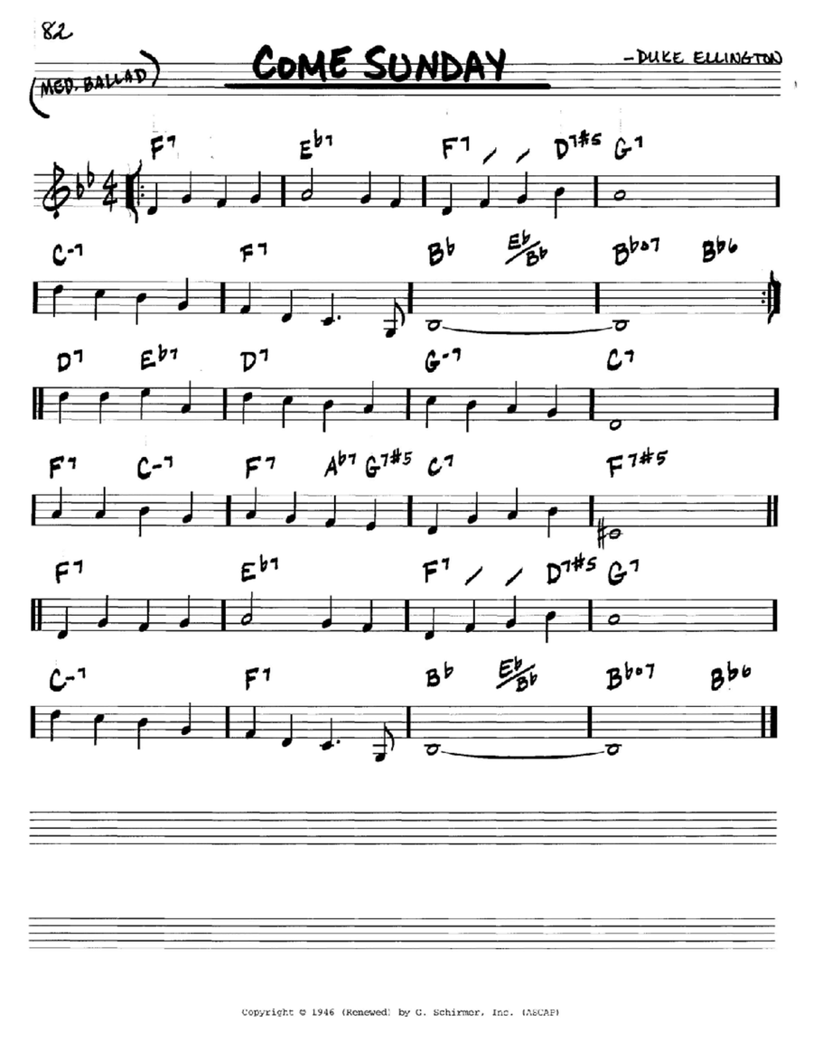 Come Sunday Piano scores gallery preview page 1