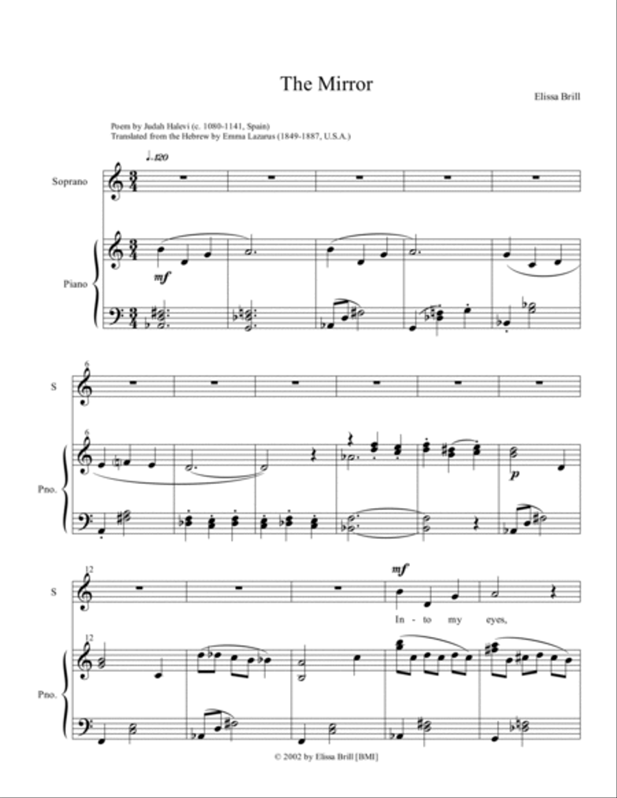 Halevi Songs (piano/vocal score only) Soprano Voice scores gallery preview page 3