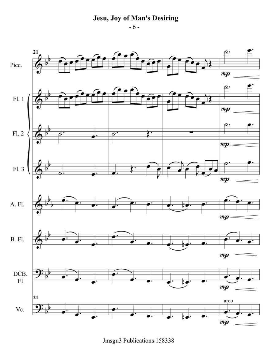 Bach: Jesu, Joy of Man's Desiring for Flute Choir Flute Choir scores gallery preview page 6