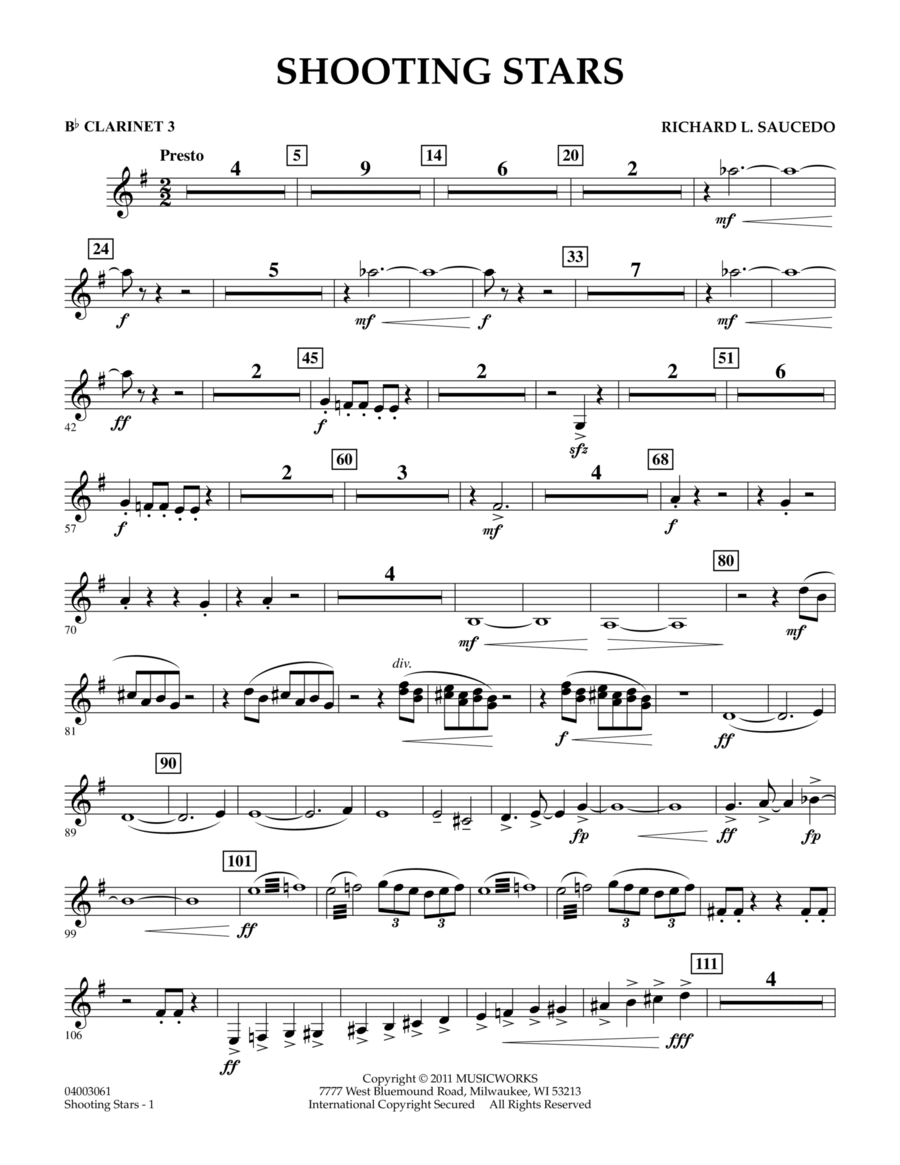 Shooting Stars - Bb Clarinet 3 Concert Band scores gallery preview page 1