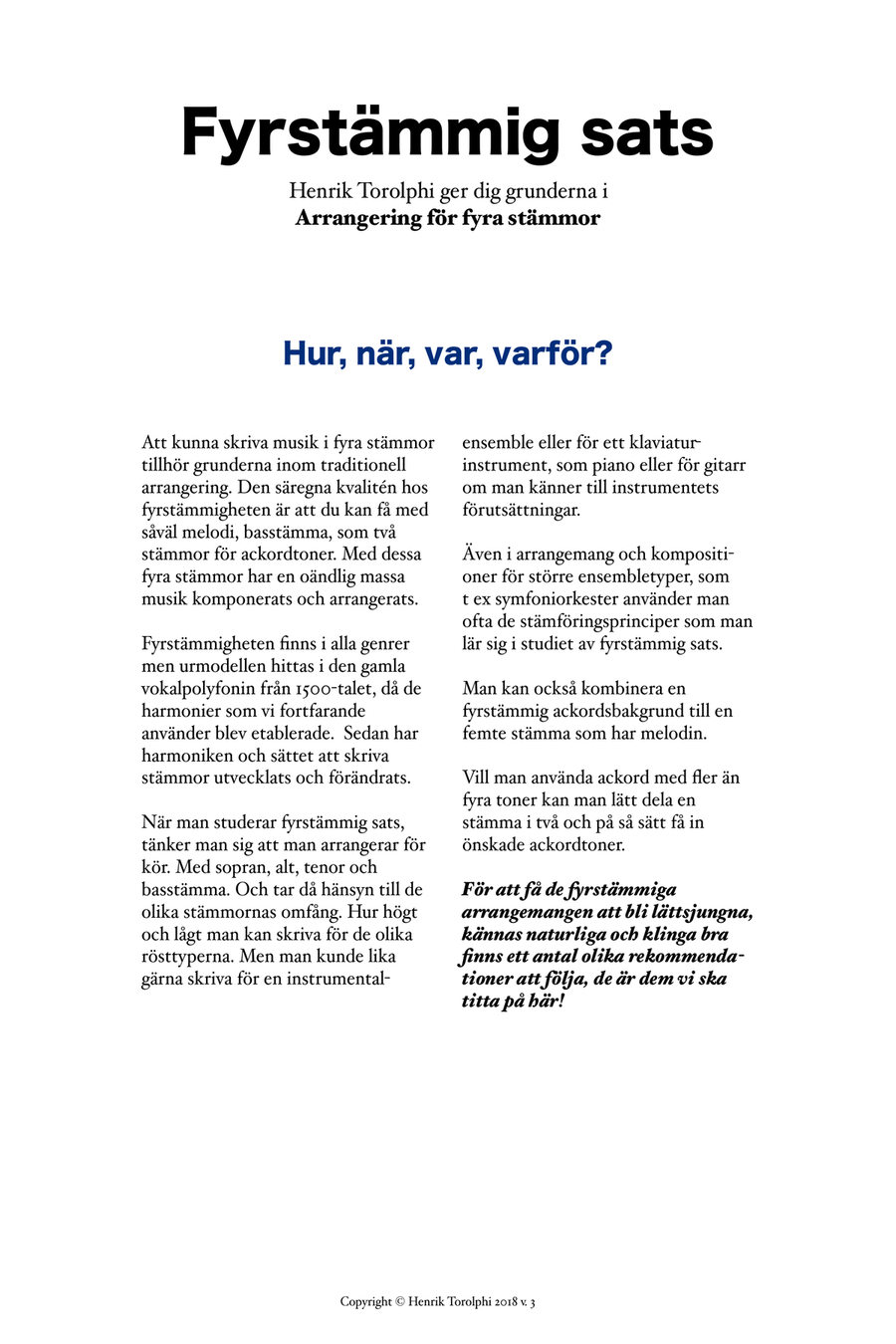 Fyrstämmig sats - stämföringsregler