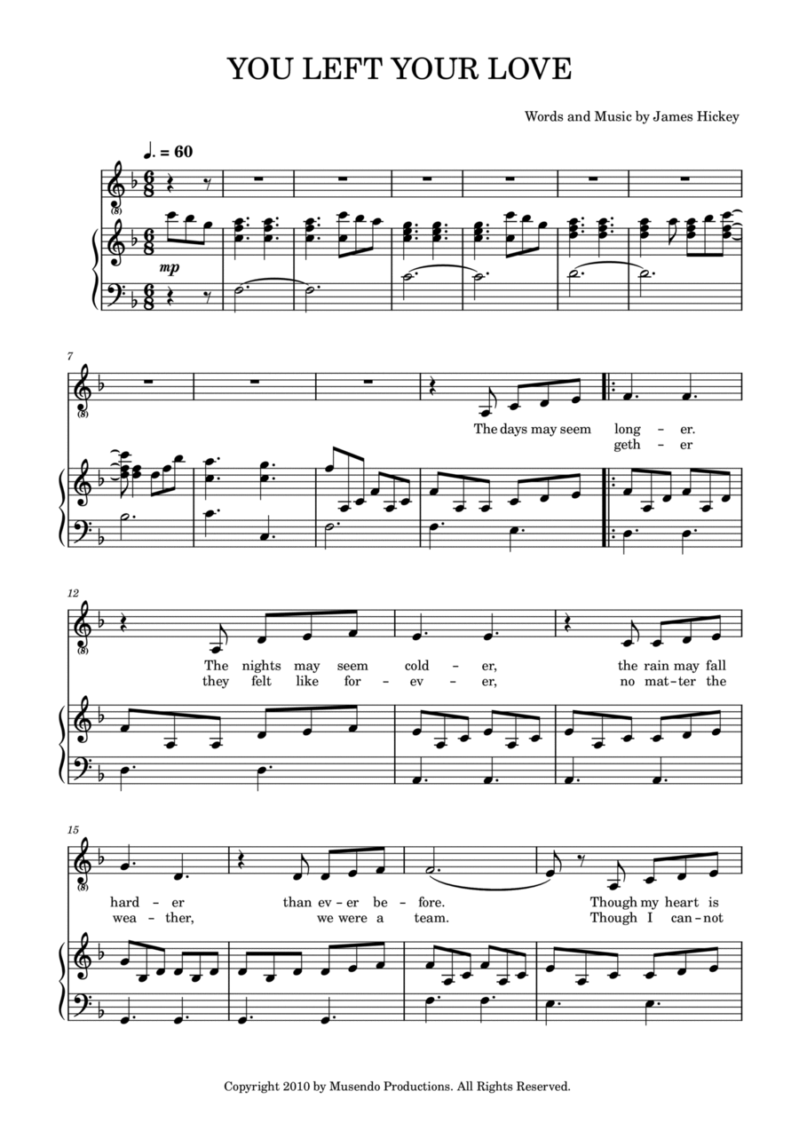 You Left Your Love You Left Your Love Voice scores gallery preview page 1