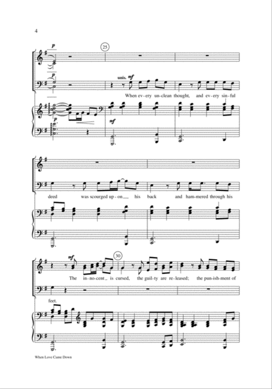 When Love Came Down 4-Part scores gallery preview page 4