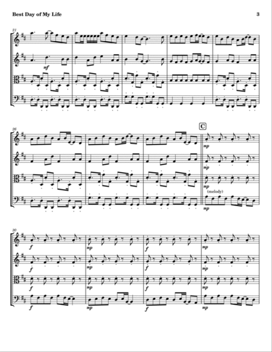 Best Day Of My Life Best Day Of My Life String Quartet scores gallery preview page 3