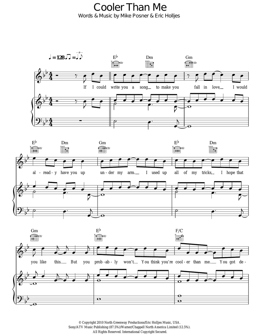 Cooler Than Me Acoustic Guitar scores gallery preview page 1