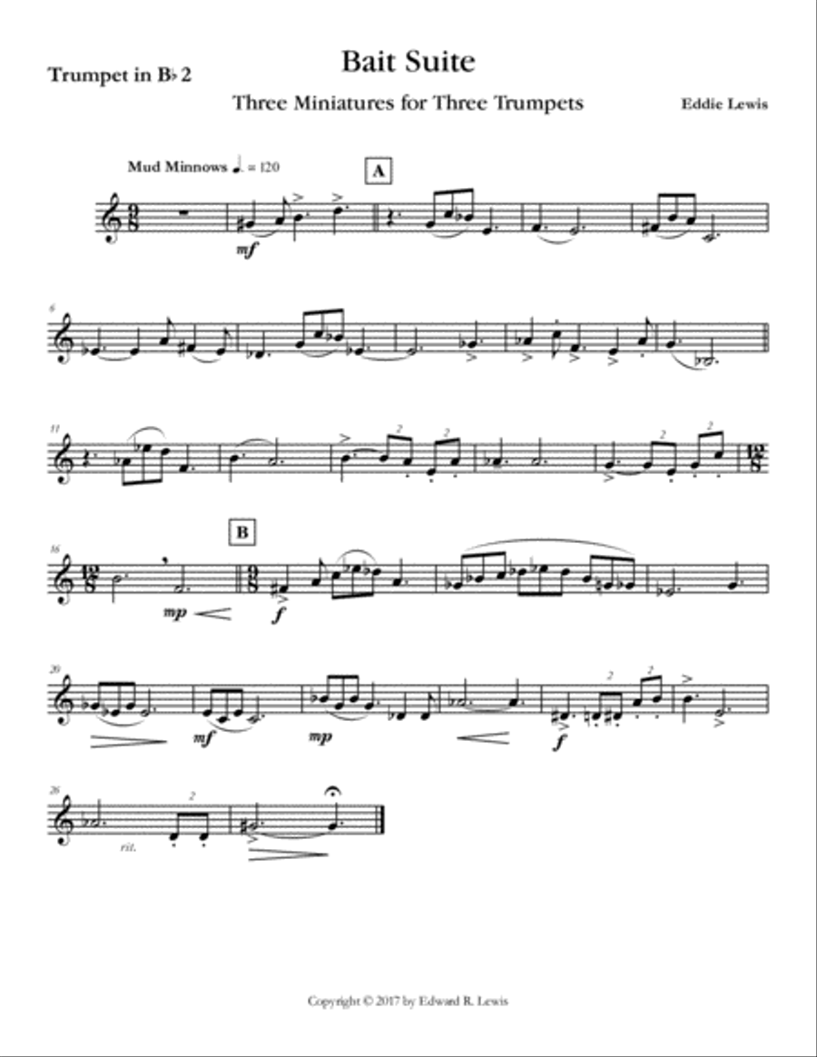 Bait Suite for Trumpet Trio by Eddie Lewis Trumpet Trio scores gallery preview page 5