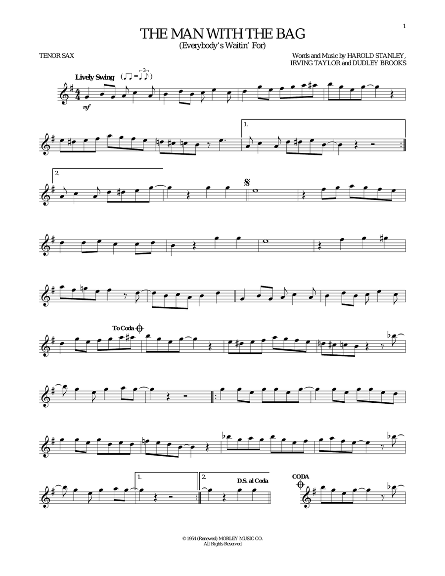 (Everybody's Waitin' For) The Man With The Bag Tenor Saxophone scores gallery preview page 1